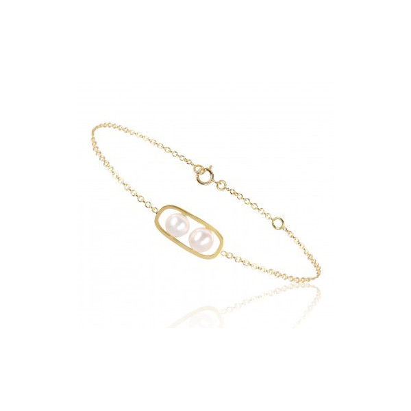 Bracelet or jaune 18 carats et perle de culture - 18 cm