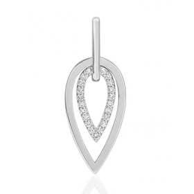 Pendentif or blanc 18 carats et diamant 0,07 carat "goutte"