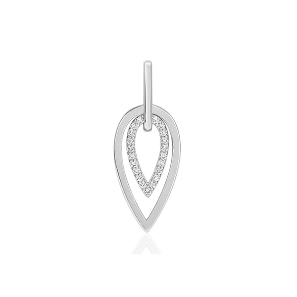 Pendentif or blanc 18 carats et diamant 0,07 carat "goutte"