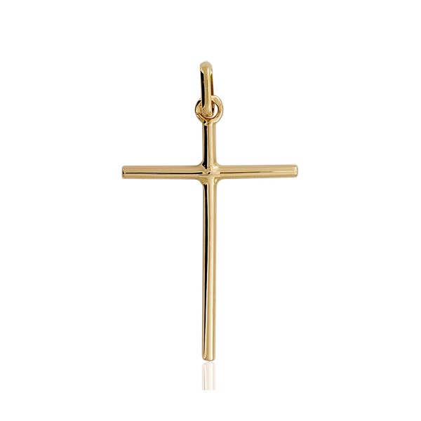 MyGold pendentif croix  sans chaîne En or jaune/or blanc 375/750  9 carats/18 carats poli miroir 25 mm x 12 mm Rose Angle MOD-02218 