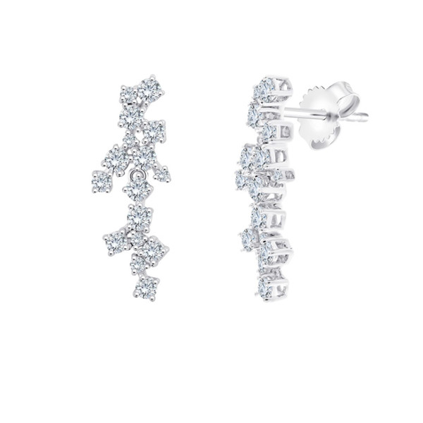 Boucles d'oreille diamant 0,53 et or gris 18 carats