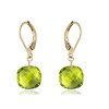 Boucles d'oreilles quartz vert coussin 8 mm et or jaune 18 carats