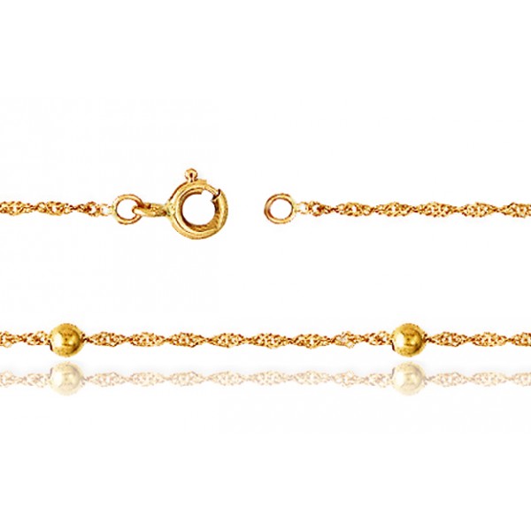 Chaine de cheville en or jaune 18 carats pour femmes "boules"