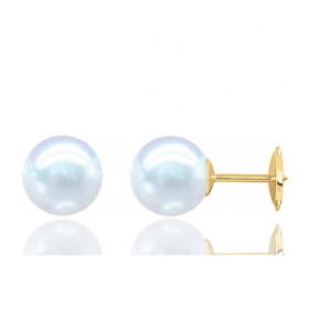 Boucles d'oreilles perle de culture 7 mm et or 18 carat