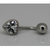 Piercing nombril or blanc 18 carats et zirconium "cœur"