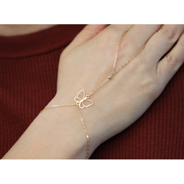Chaine de main or jaune 18 carats et diamant 0,06 carat