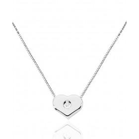 Chaine or blanc 18 carats et pendentif "cœur" diamant 0,010 carat