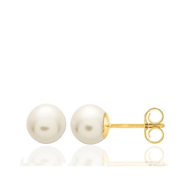 Boucles d'oreilles perle de culture 3,5 mm et or 18 carat