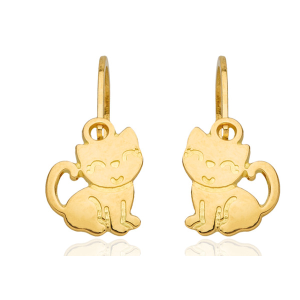 Boucles d'oreilles "chaton" or jaune 18 carats pour enfant