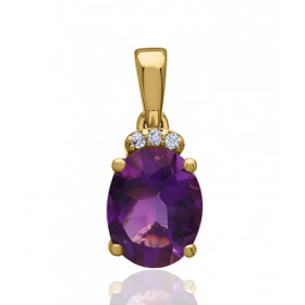 Pendentif or jaune 18 carats, améthyste et zirconiums