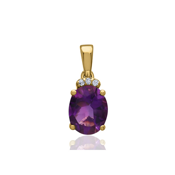 Pendentif or jaune 18 carats, améthyste et zirconiums