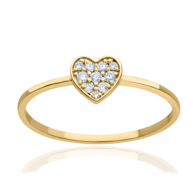 Bague diamant 0,075 carat et or jaune 18 carats "cœur"