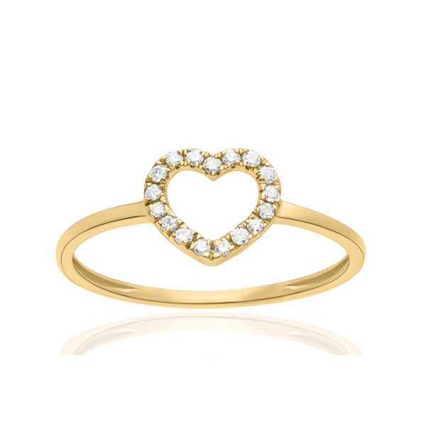 Bague diamant 0,085 carat et or jaune 18 carats "cœur"