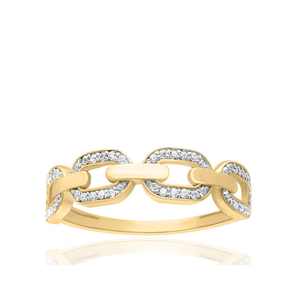 Bague diamant 0,15 carat et or jaune 18 carats "chainon d'amour"