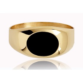 Chevalière or 750/1000 ovale et onyx pour hommes.
