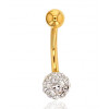 Piercing nombril or jaune 18 carats et boule en cristal