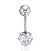 Piercing nombril or blanc 18 carats et zirconium "cœur"