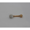 Piercing nombril or jaune 18 carats et boule en cristal