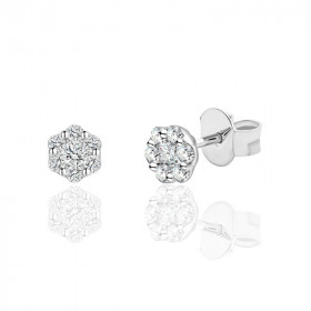 Boucles d'oreilles diamant de synthèse 0,20 carat et or 18 carats recyclé
