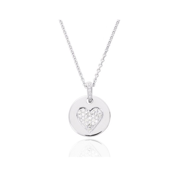 Chaine et pendentif en or blanc 18 carats et diamant 0,11 carat