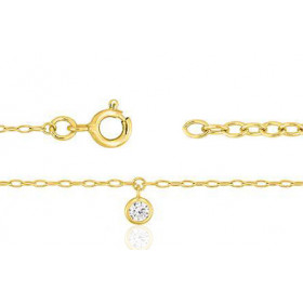 Chaine de cheville or jaune 18 carats maille forçat "zirconium"