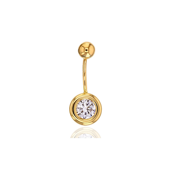 Piercing nombril or jaune 18 carats et zirconium serti clos