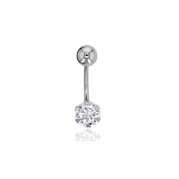 Piercing nombril or blanc 18 carats et zirconium