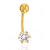 Piercing nombril or jaune 18 carats et zirconium