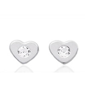 Boucles d'oreilles or blanc 18 carats cœurs  et zirconium