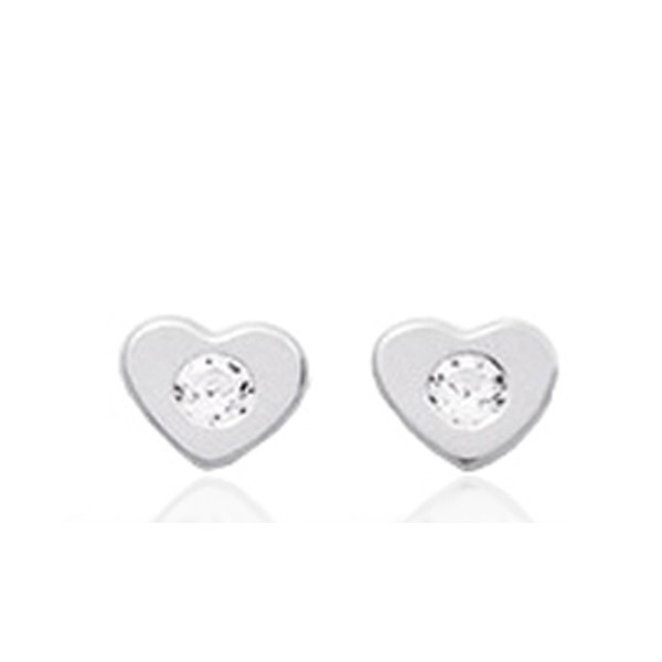 Boucles d'oreilles or blanc 18 carats cœurs  et zirconium