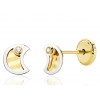 Boucles d'oreilles or jaune 18 carats et zirconiums "croissant de lune"