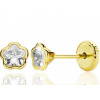 Boucles d'oreilles or jaune 18 carats et zirconiums "fleur"