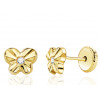 Boucles d'oreilles or jaune 18 carats et zirconiums "papillons"