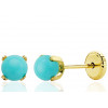 Boucles d'oreilles or 18 carats et turquoise 4 mm pour enfant