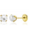 Boucles d'oreilles or 18 carats et perle 4 mm pour enfant