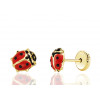 Boucles d'oreilles or jaune 18 carats laqué "coccinelles"