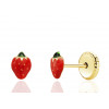 Boucles d'oreilles or jaune 18 carats laqué "fraises"