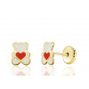 Boucles d'oreilles or jaune 18 carats laqué "ourson" pour enfant