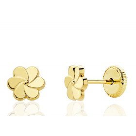 Boucles d'oreilles or 18 carats "fleur" pour enfant 6 mm