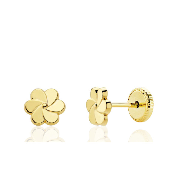 Boucles d'oreilles or 18 carats "fleur" pour enfant 6 mm