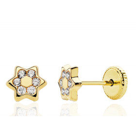 Boucles d'oreilles or jaune 18 carats et zirconiums "étoiles" pour enfant