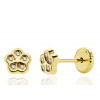 Boucles d'oreilles or jaune 18 carats et zirconiums "fleur" pour enfant