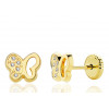 Boucles d'oreilles or jaune 18 carats et zirconiums "papillon" pour enfant