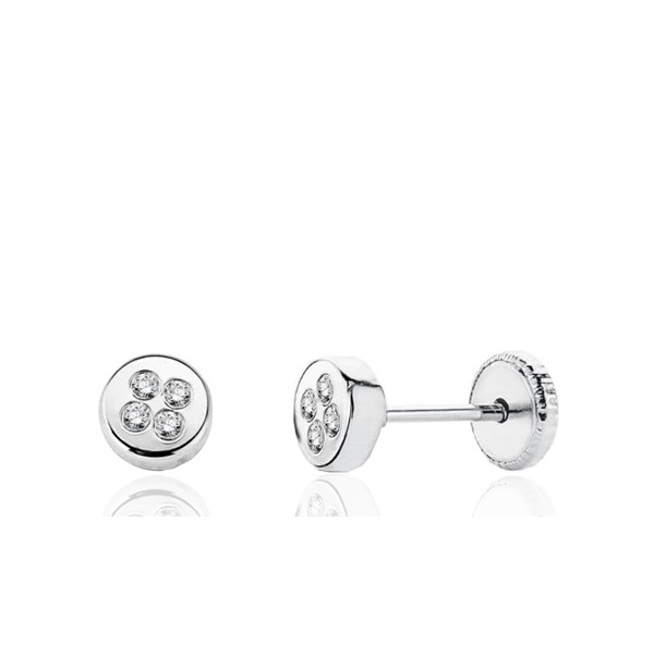 Boucles d'oreilles or blanc 18 carats et zirconiums pour enfant