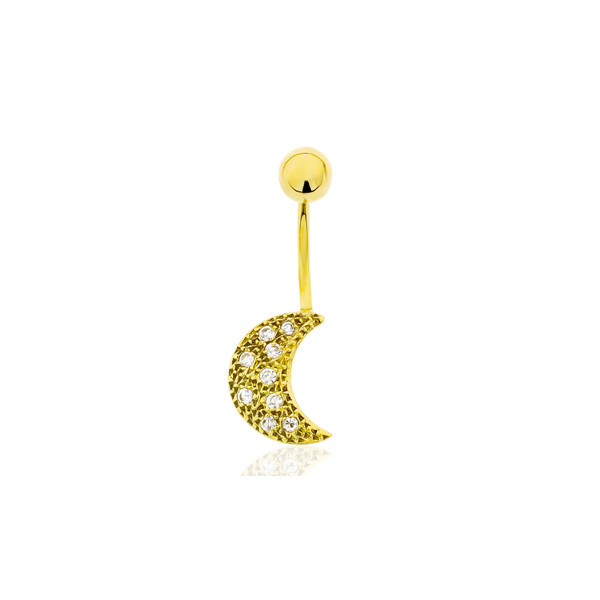 Piercing nombril or jaune 18 carats et zirconiums