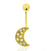 Piercing nombril or jaune 18 carats et zirconiums