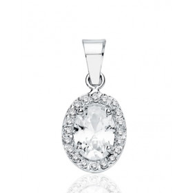 Pendentif or blanc 18 carats et zirconiums