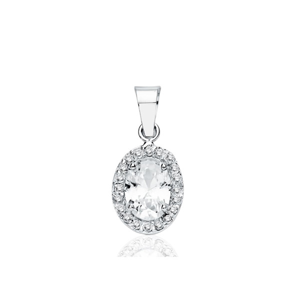 Pendentif or blanc 18 carats et zirconiums