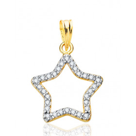 Pendentif deux ors 18 carats et zirconiums "étoile"