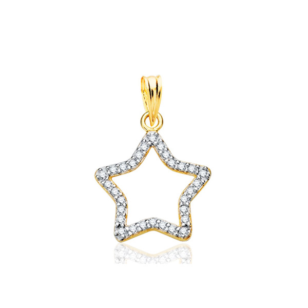 Pendentif deux ors 18 carats et zirconiums "étoile"